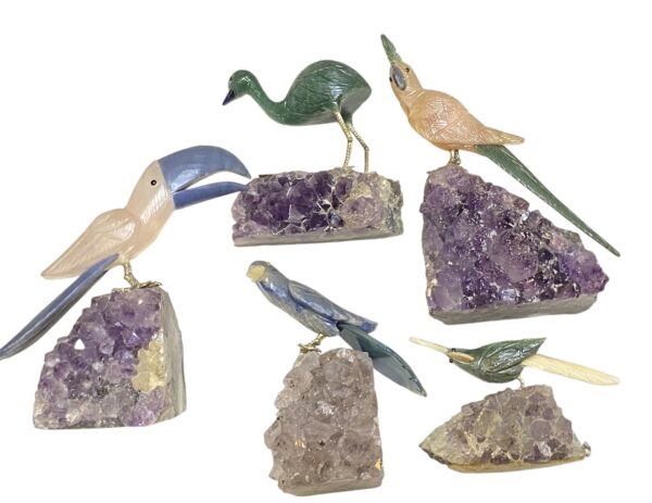Figura De Ave (ñandú) - Piedra Tallada Con Amatista - Imagen 6
