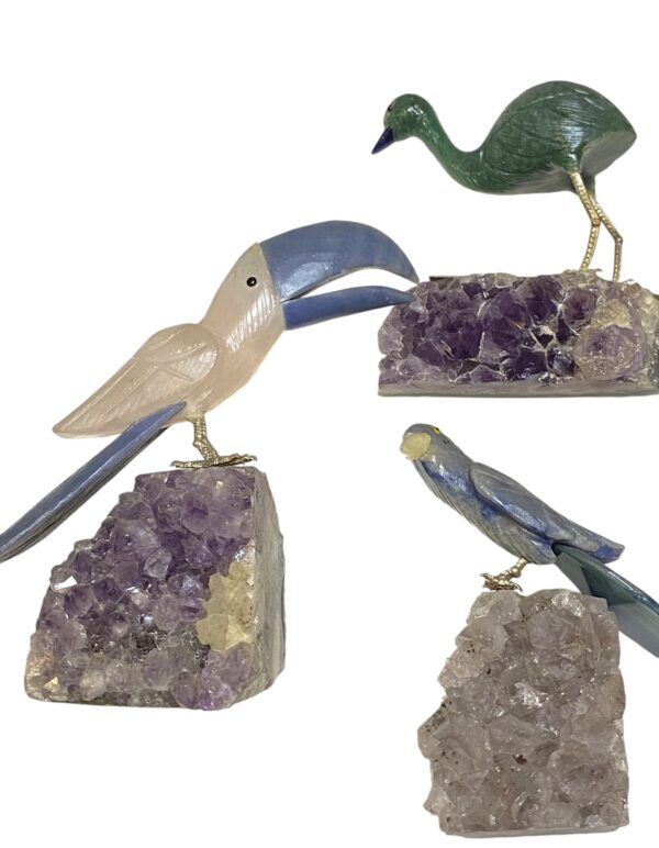 Figura De Ave (ñandú) - Piedra Tallada Con Amatista - Imagen 7