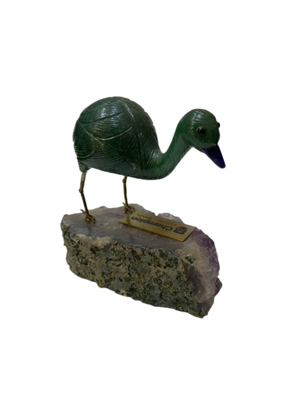 Figura De Ave (ñandú) - Piedra Tallada Con Amatista - Imagen 2