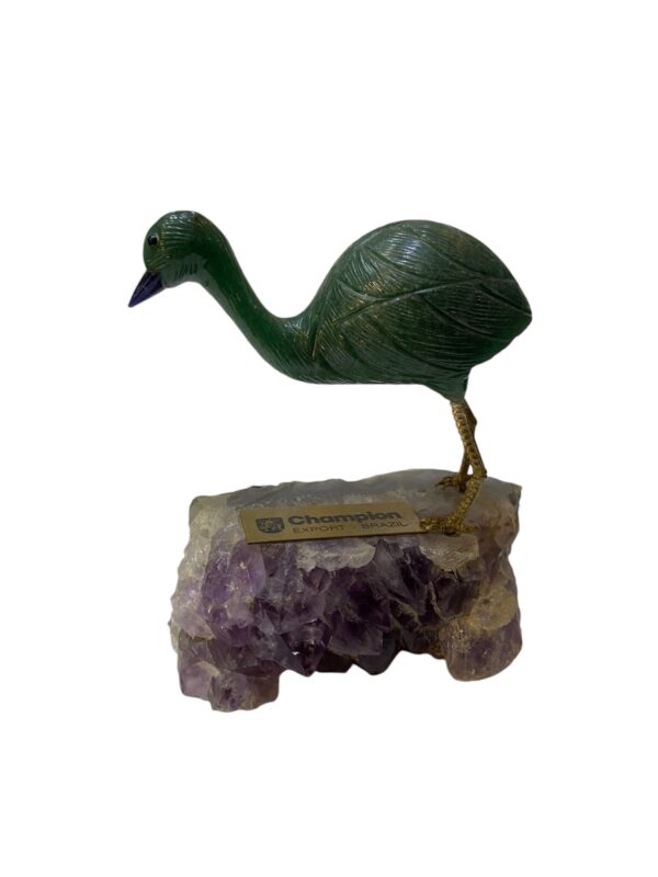 Figura De Ave (ñandú) - Piedra Tallada Con Amatista - Imagen 3