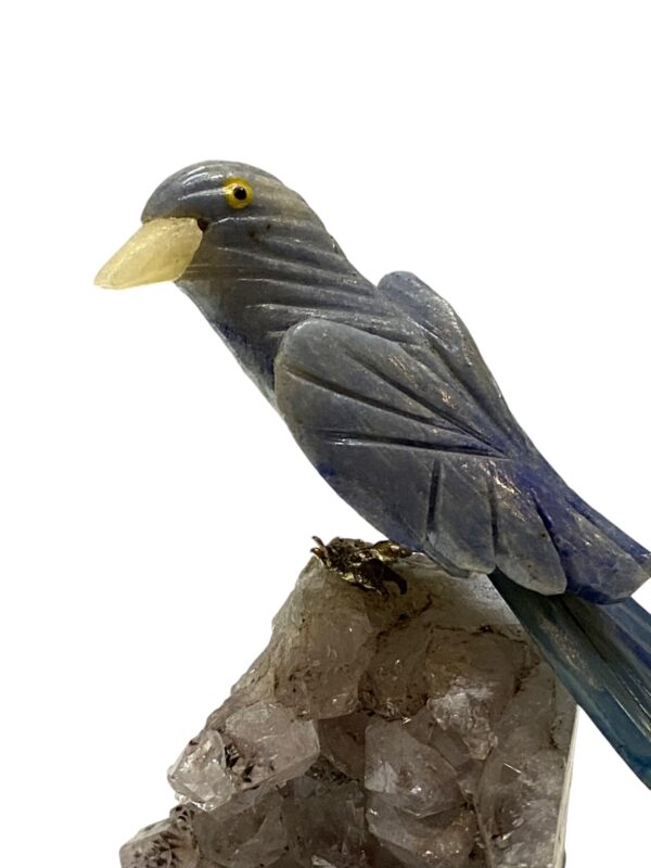 Figura de Ave - Piedra Tallada con Base de Cuarzo